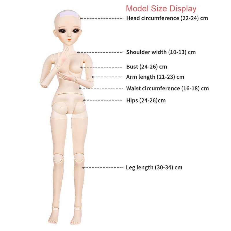 UCanaan دمية UCanaan 1/3 BJD بطول 24 بوصة دمى مفصلية أنثوية + مكياج أساسي لدمى DIY أفضل هدايا لعيد الميلاد أو عيد الميلاد - Image 4